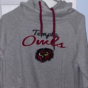 Gray and Red Colored Temple Owls Hoodie